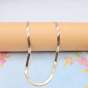 "Flat Rose Gold Herringbone Chain Necklace for Women, 19.7 Inch Length, XPNL0084
